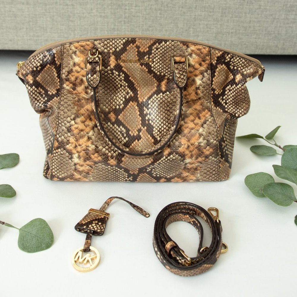 Michael Kors Python Embossed Leather Selma Tote - image 1